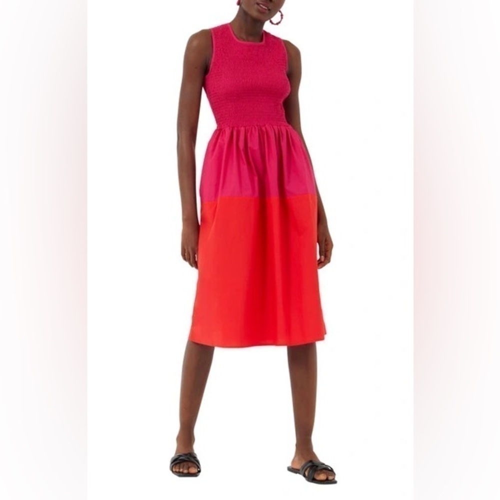French Connection Dress Colorblock smocked vibrant statement minimal farmhouse‎